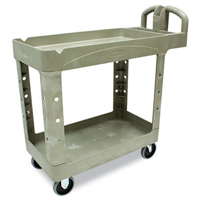 Rubbermaid 4500-88 HD 2-Shelf Utility Cart w/Lipped Shelf (Small) - Beige
