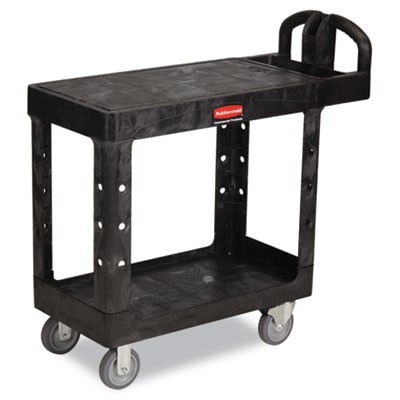 Rubbermaid 4505 Flat Shelf Utility Cart 2-Shelf - Black