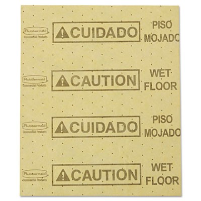 Rubbermaid 4252 Over-the-Spill Pads "Caution Wet Floor" w/25 Pads - Yellow