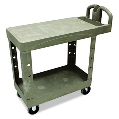 Rubbermaid 4505 Flat Shelf Utility Cart 2-Shelf - Beige