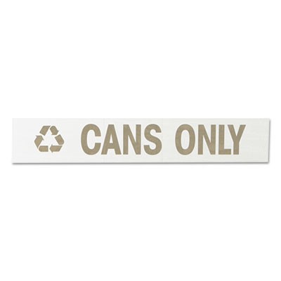 Rubbermaid RSW2 Recycling-Label Block-Letter Decal, "Cans Only", 11 x 1, White