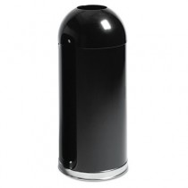 Rubbermaid R1536EPLBLK Fire-Resistant Steel Dome Receptacle 15 gallon - Black