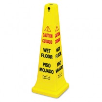 Rubbermaid 6276-77 Four-Sided Wet Floor Yellow Safety Cone
