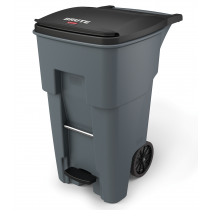 Rubbermaid 1971968 BRUTE Step-On Rollout Container 65 Gallon - Gray