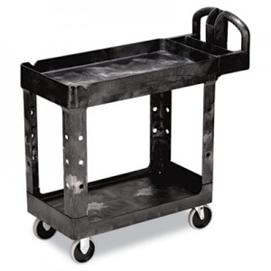 Rubbermaid 4500-88 HD 2-Shelf Utility Cart w/Lipped Shelf (Small) - Black