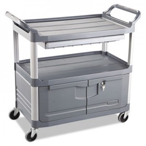 4094 Instrument Cart with Lockable Doors and Sliding Drawers - Grey