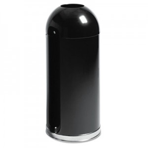 Rubbermaid R1536EPLBLK Fire-Resistant Steel Dome Receptacle 15 gallon - Black