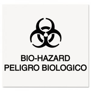 Rubbermaid CL-1 Medical Decal, "Bio Hazard", 10 x 7, White