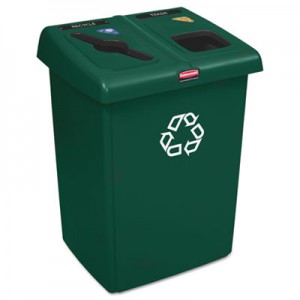 Rubbermaid 1792340 2-Stream Glutton Recycling Station 46 Gal - Green