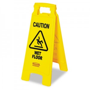 Rubbermaid 6112-77 "Caution Wet Floor" Floor Sign - Yellow