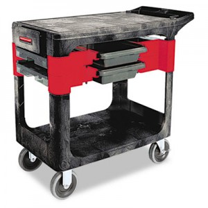 Rubbermaid 6180 Trades Cart 2-Shelf w/Storage Bins