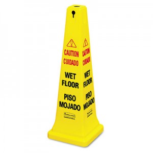 Rubbermaid 6276-77 Four-Sided Wet Floor Yellow Safety Cone