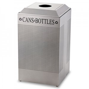 Rubbermaid DCR24CSM Silhouette Steel Can/Bottle Recycling Receptacle 29 gallon - Silver